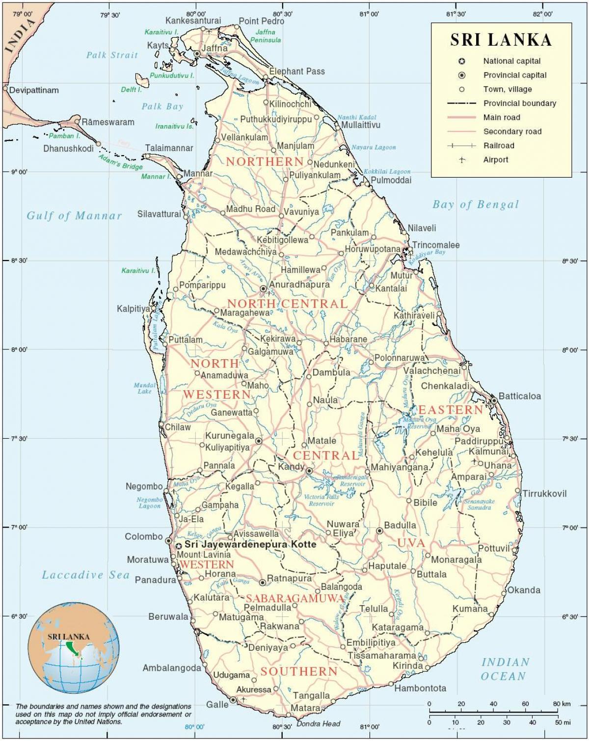 Sri Lanka map hd