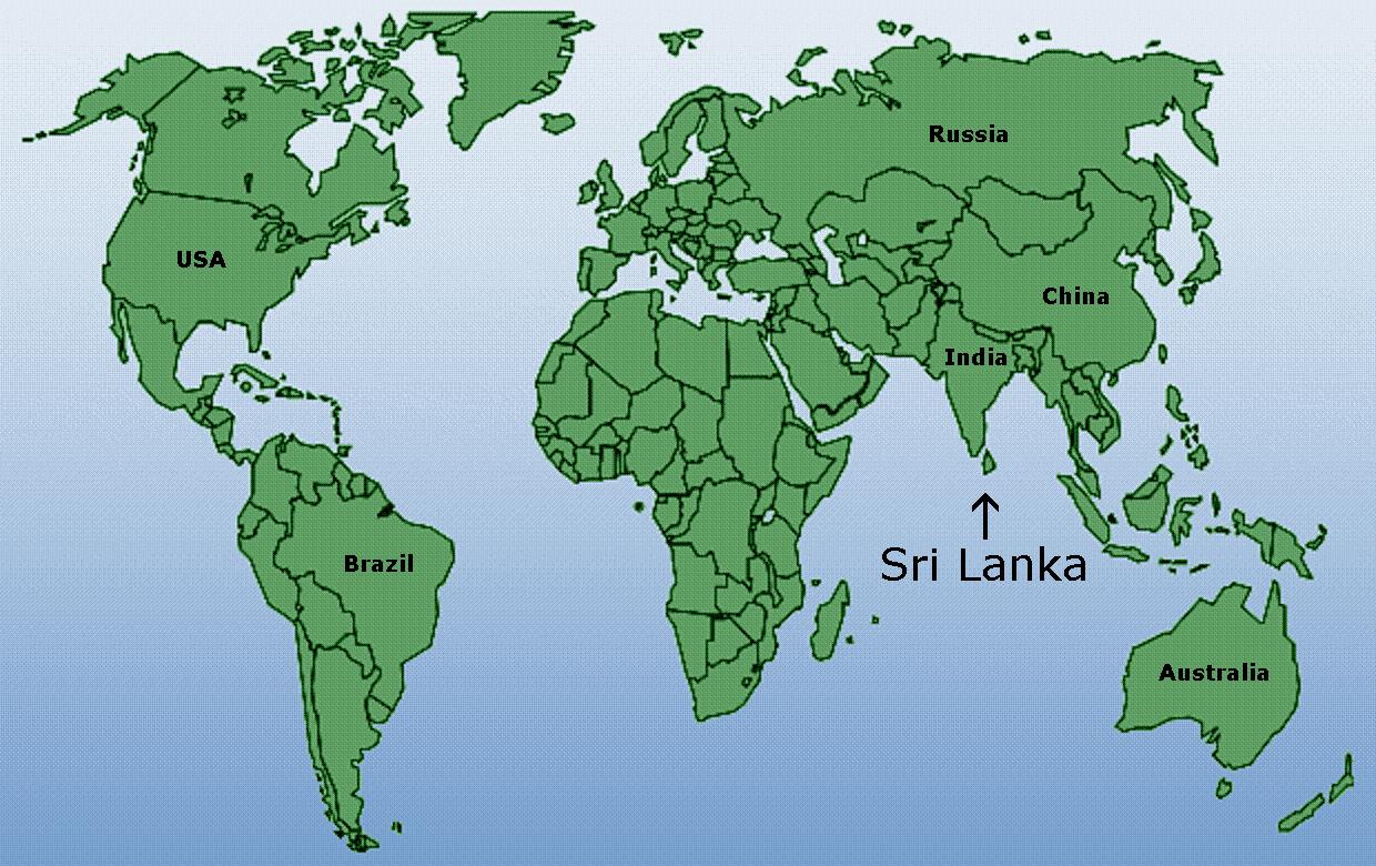 Sri Lanka World Map World Map Showing Sri Lanka Southern Asia