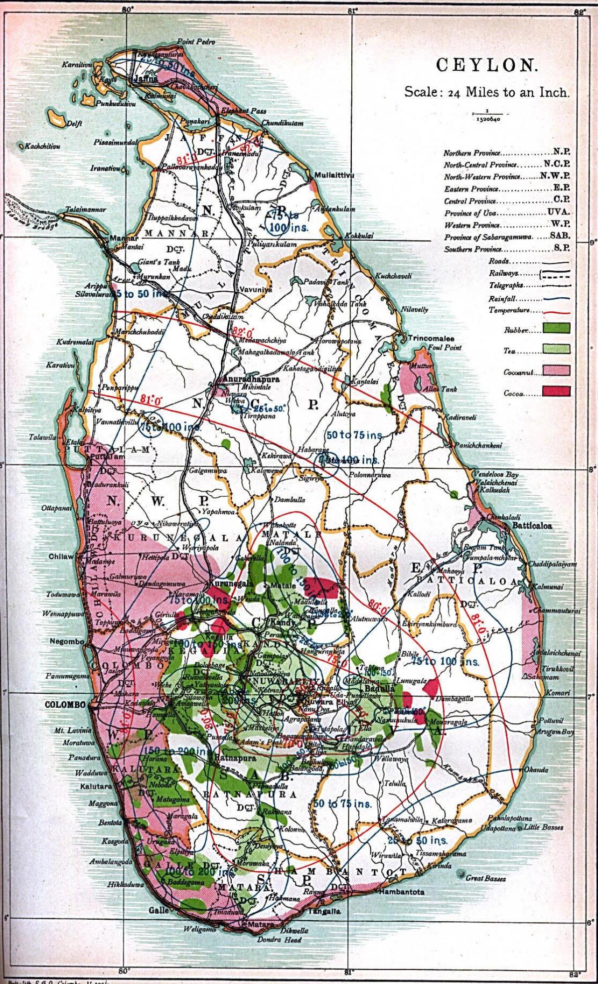 map of Ceylon Sri Lanka