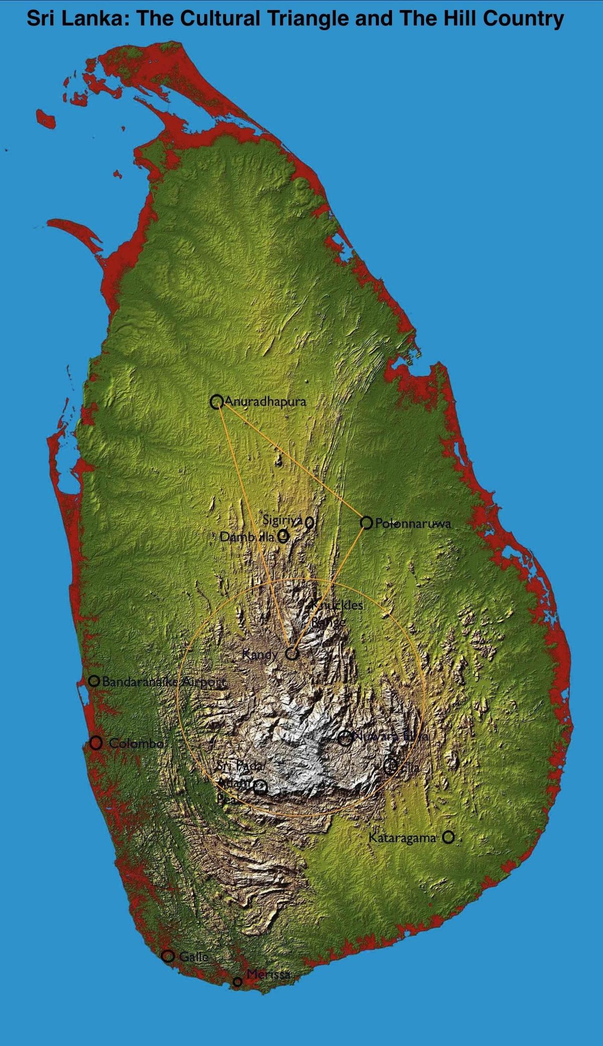 map of hill country Sri Lanka