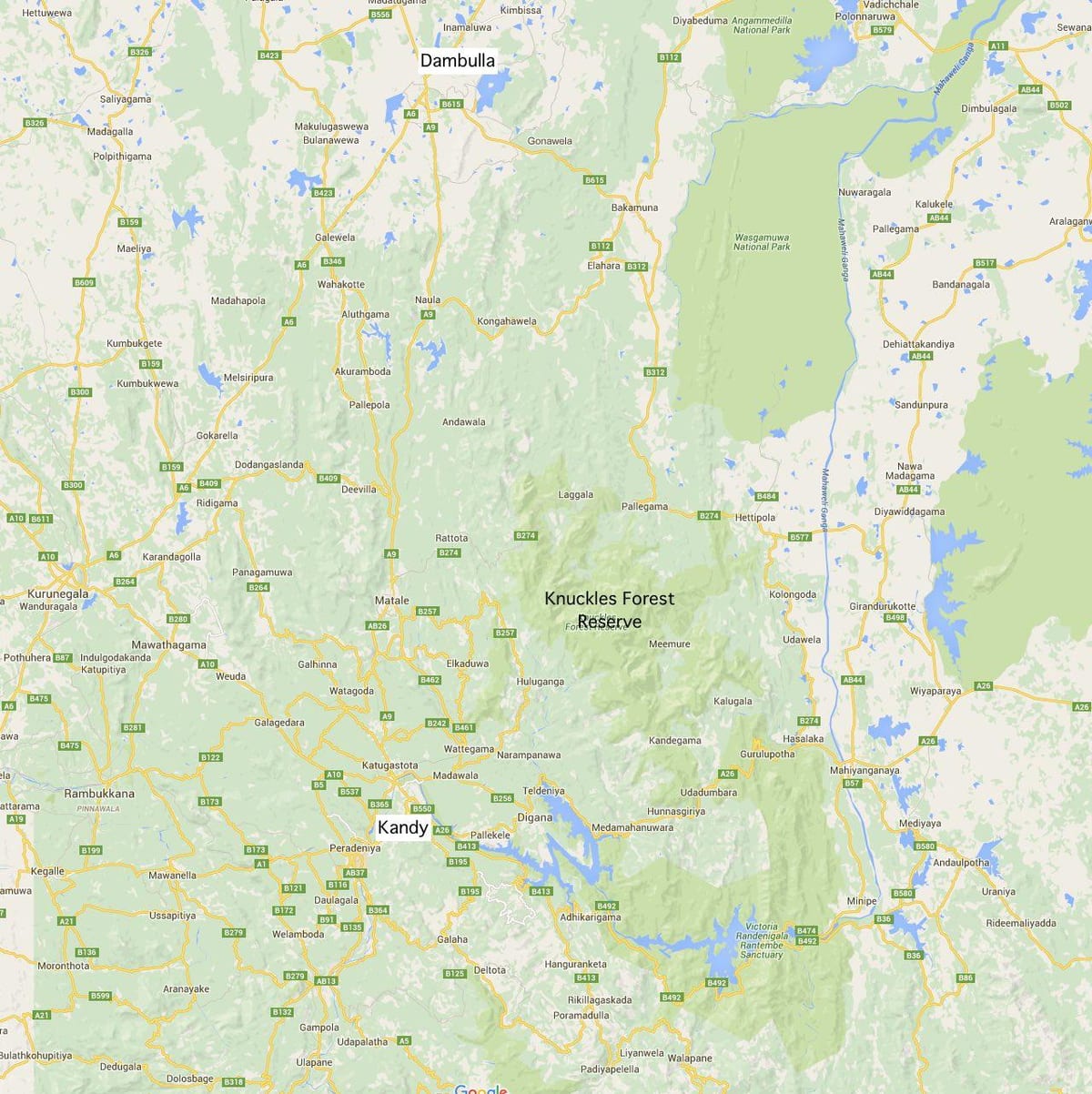 map of knuckles Sri Lanka