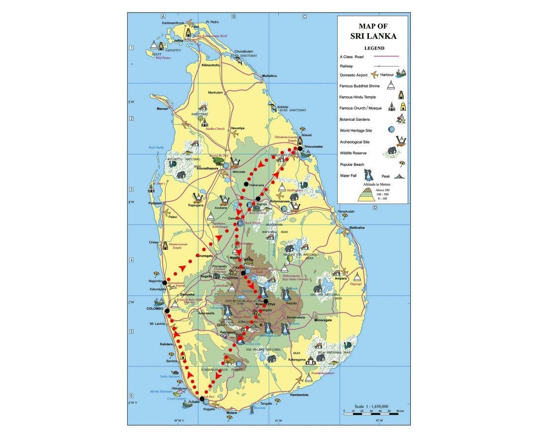 map of symbols in Sri Lanka