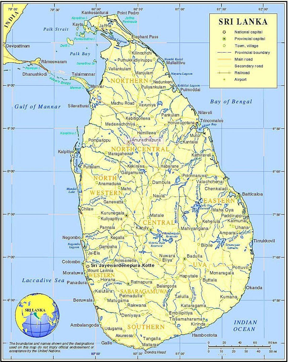Sri Lanka train network map