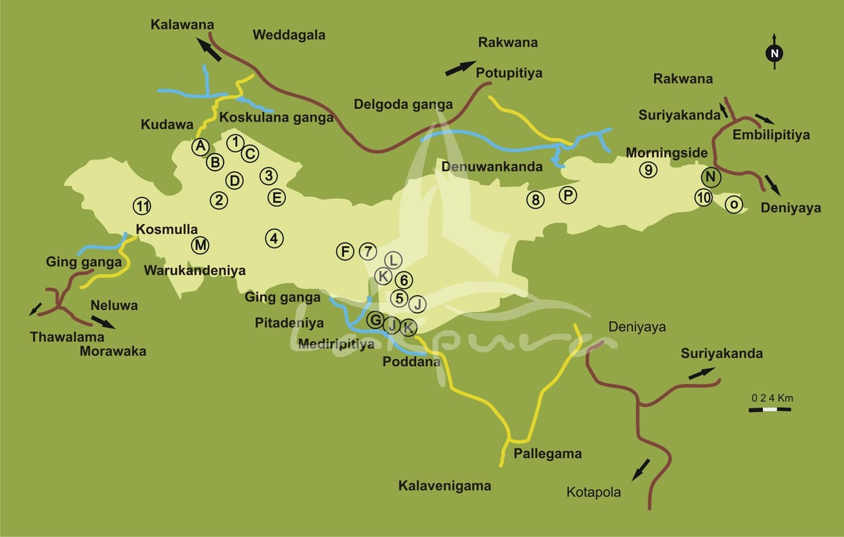 map of sinharaja Sri Lanka