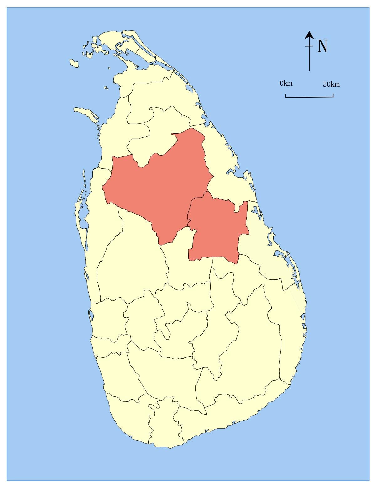 central province Sri Lanka map