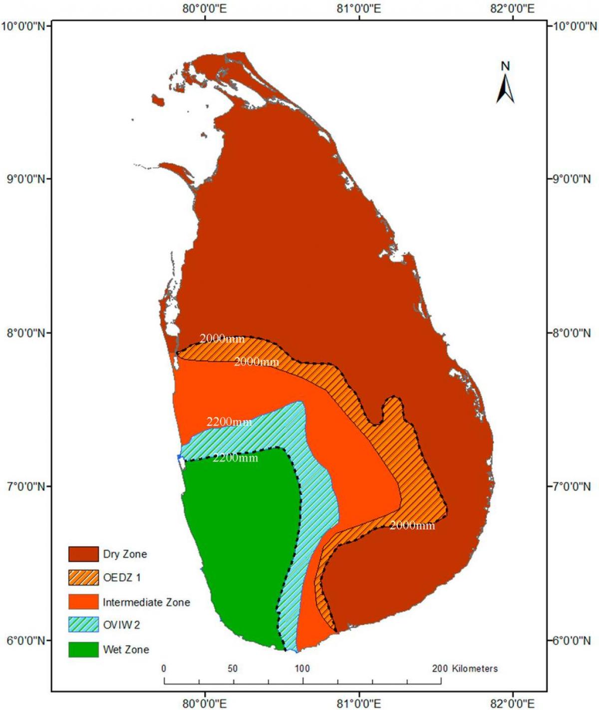 Sri Lanka climate zone map