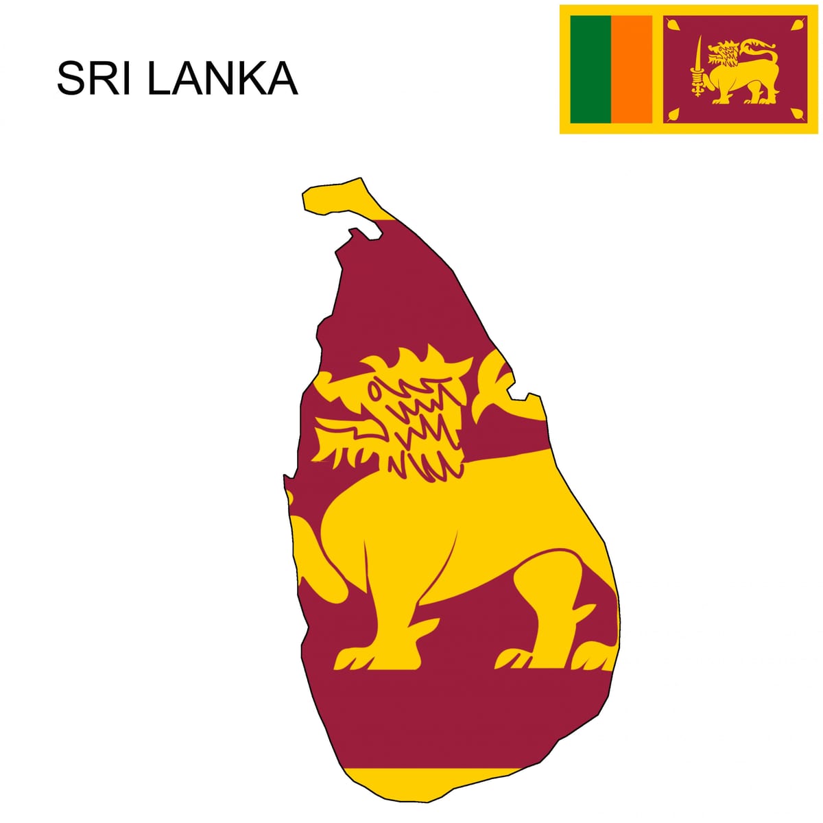 map of Sri Lanka flag