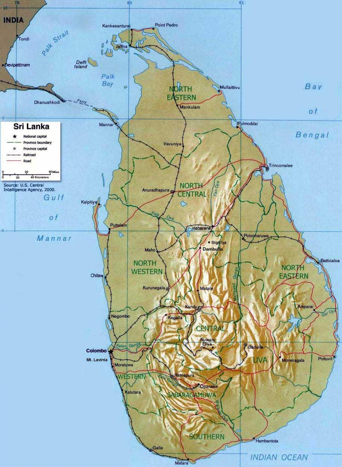 Sri Lanka Mountain Map Sri Lanka Mountains Map - Mountains In Sri Lanka Map (Southern Asia - Asia)