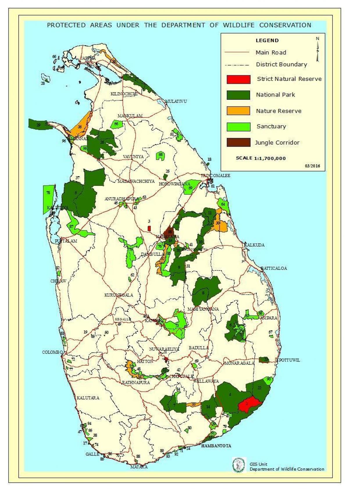 national parks Sri Lanka map