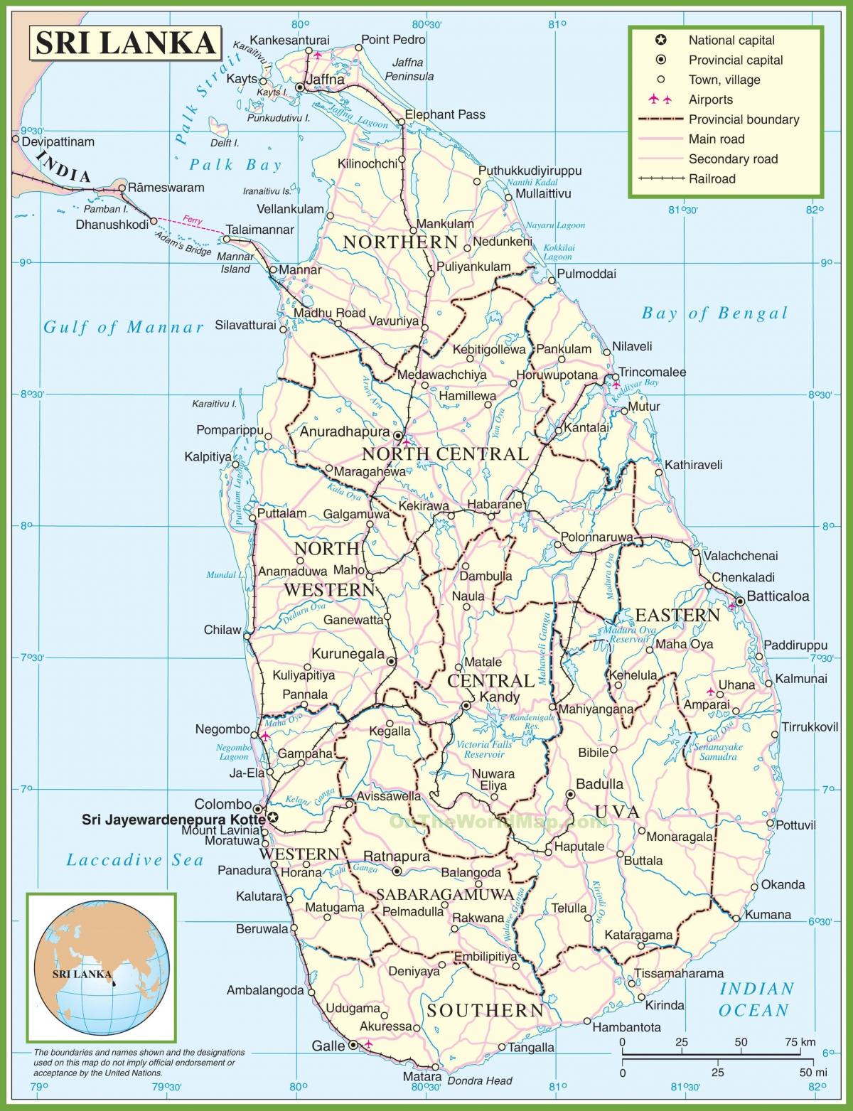 map of Sri Lanka political