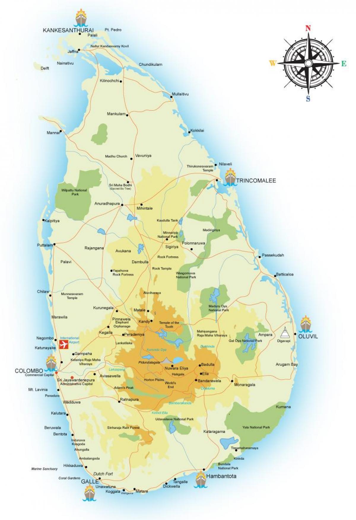 map of Sri Lanka ports