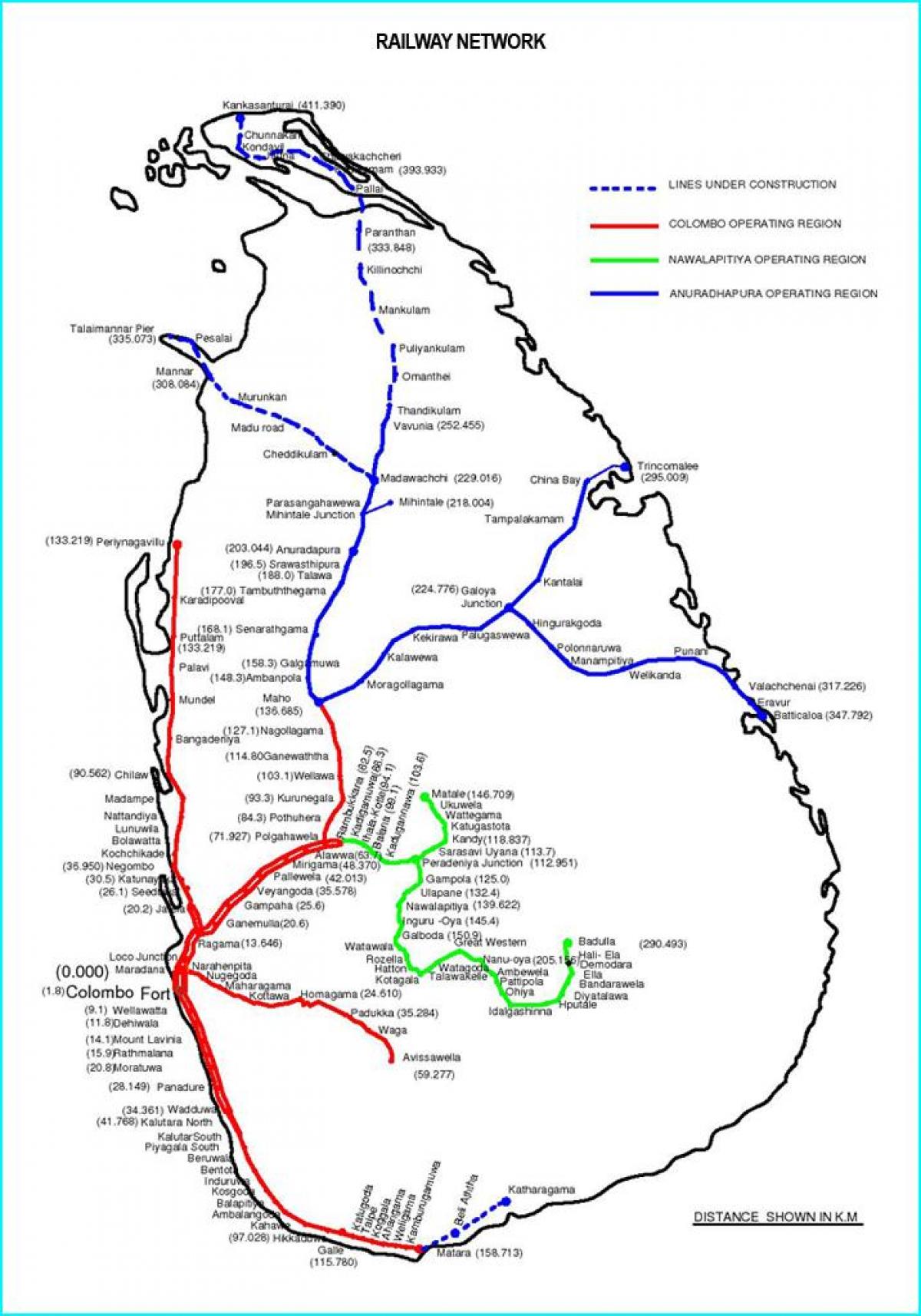 Sri Lanka rail network map