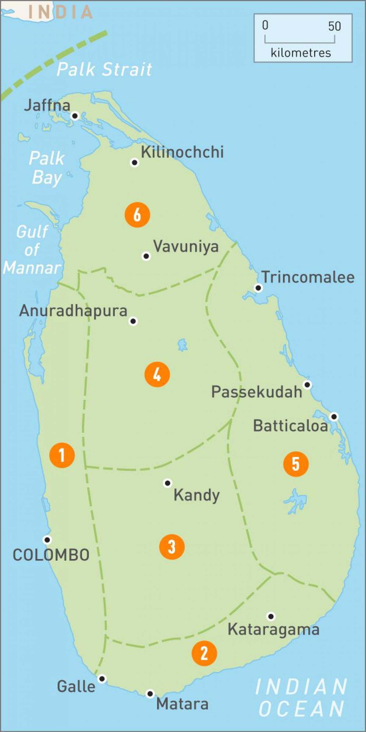 map of Sri Lanka regions