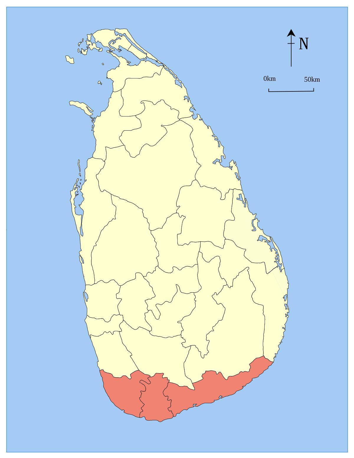 map of Sri Lanka southern province