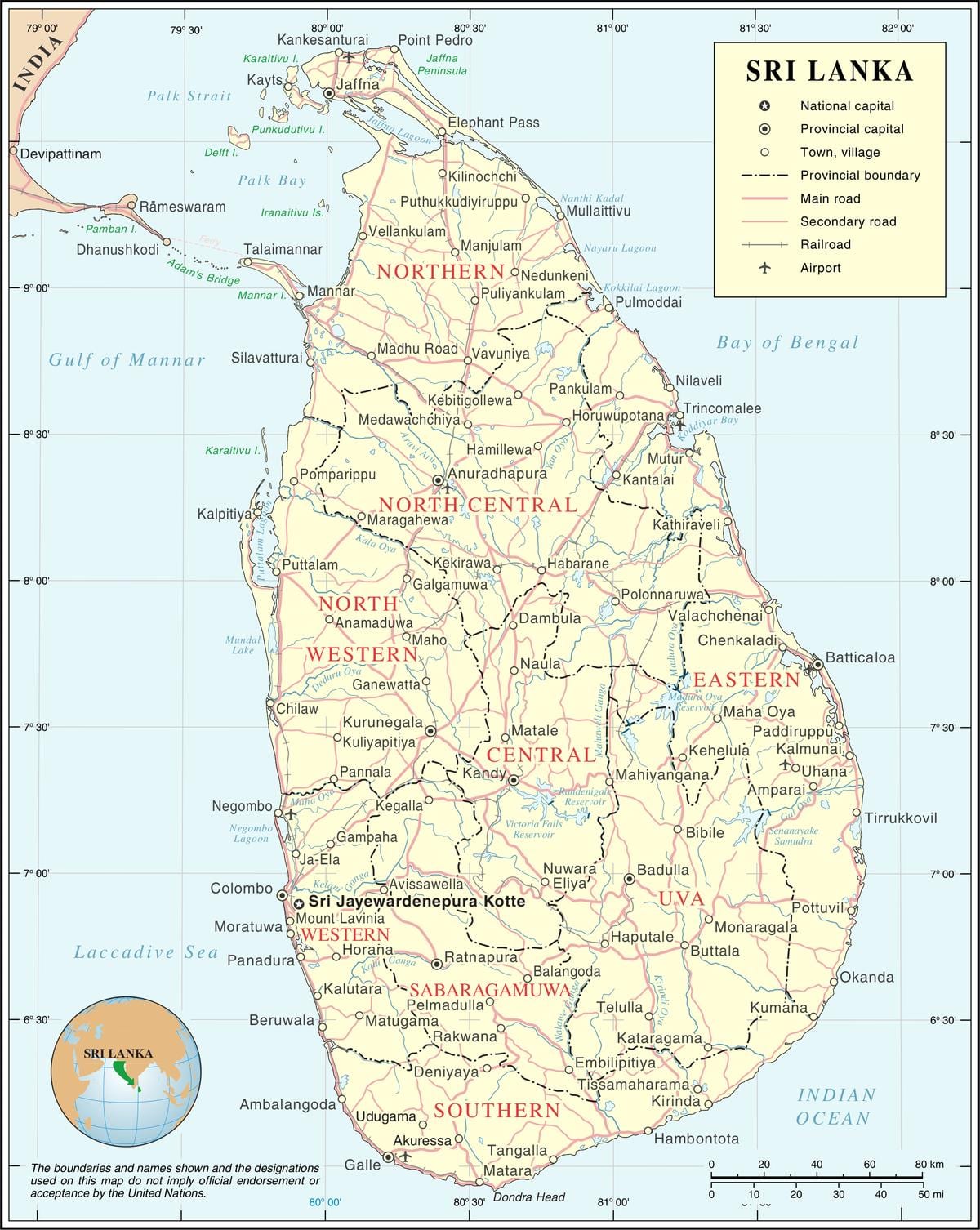 map of Sri Lanka town
