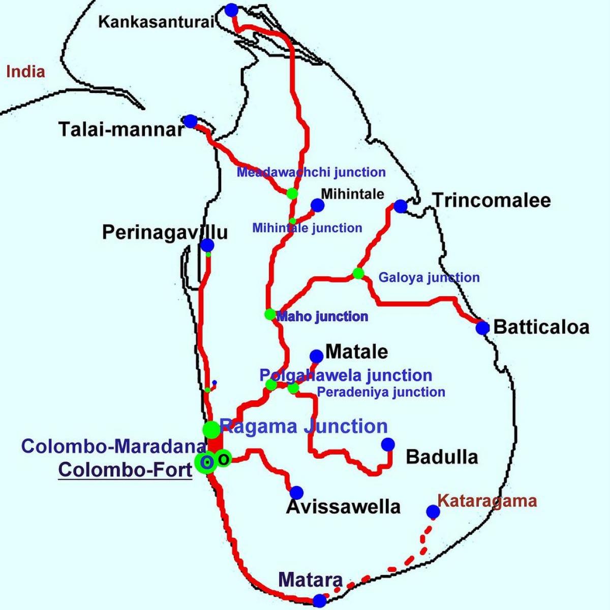 trains in Sri Lanka map