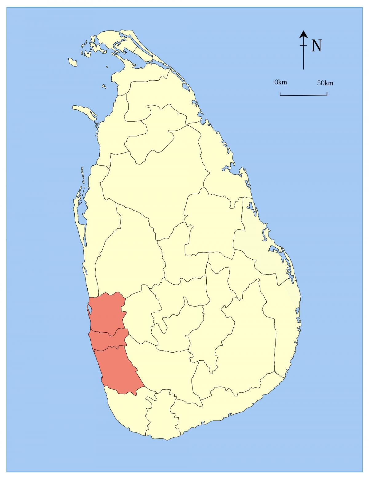 map of Sri Lanka western province
