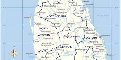 Map of international airports in Sri Lanka
