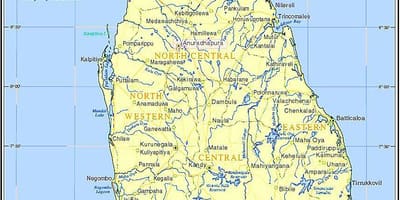 Map of lakes in Sri Lanka