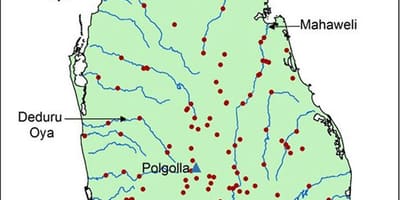 Sri Lanka main rivers map