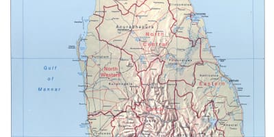 Map of Sri Lanka with cities