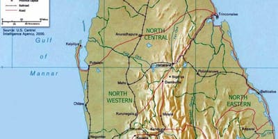Mountains in Sri Lanka map