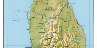Map of Sri Lanka physical