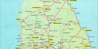 Road distance map of Sri Lanka