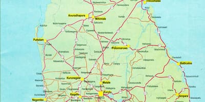 Sri Lanka highway road map