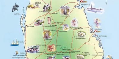 Tourist attractions Sri Lanka map