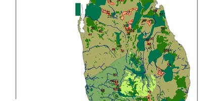 Map of Sri Lankan forests