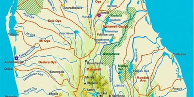 Map of Sri Lankan reservoirs