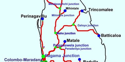 Map of Sri Lanka train lines